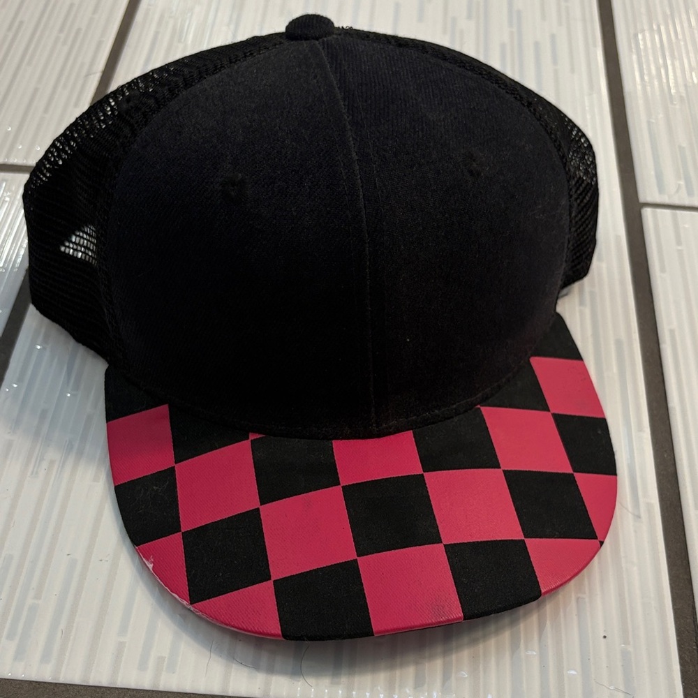 Black and Pink Checkered Cap